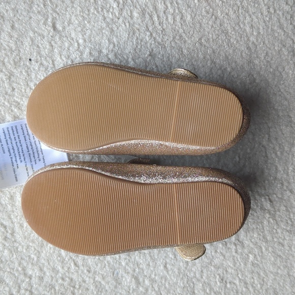 Felix & Flora Girls Gold Glitter Bow Flats - Dress Shoes (Size 7) - Picture 3 of 4